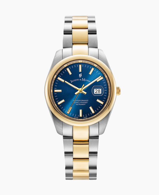 Allure 32mm •  Three-hands Date Two-tone Blue dial • Stainless steel Swiss watch • JWL03805