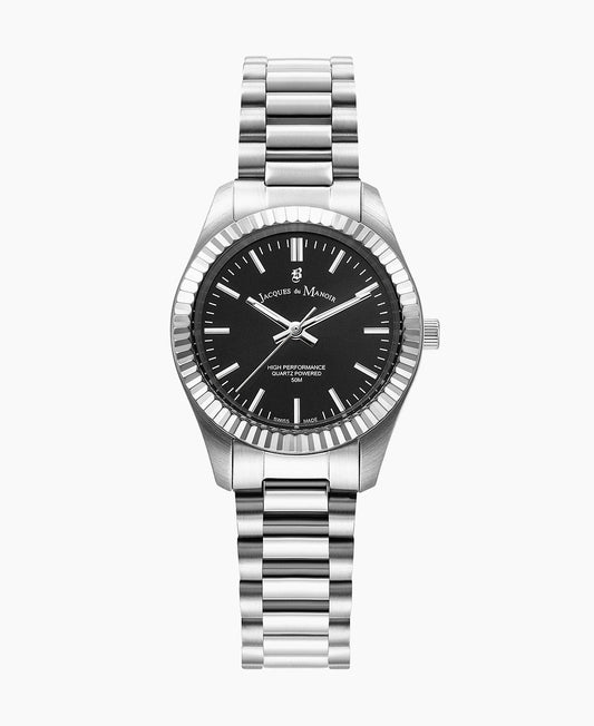 Inspiration Prime 31mm •  Three-hands Silver-tone Black dial • Stainless steel Swiss watch