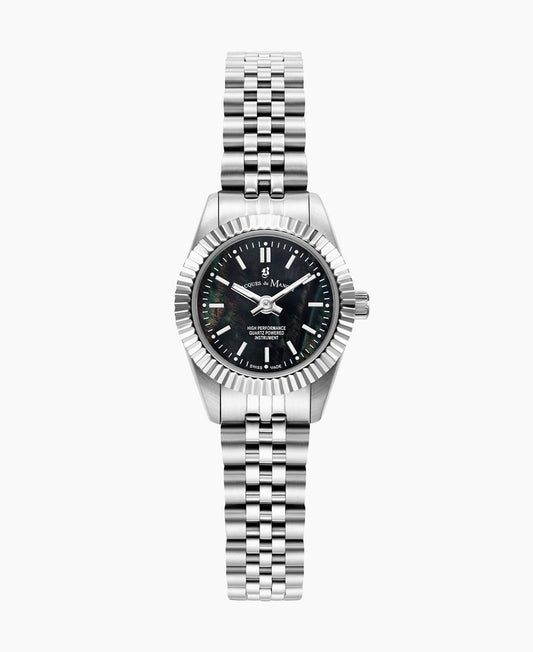 Mini Inspiration 22mm •  Two-hands Silver-tone Black dial • Stainless steel Swiss watch • JWL05101