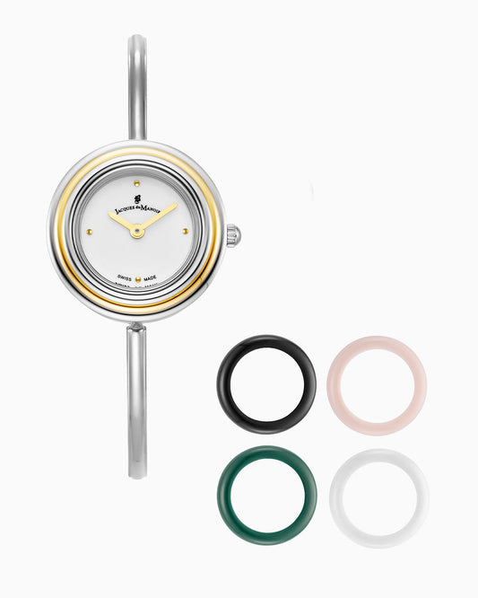 Aurora Ladies 26mm •  Two-Hands Silver-Tone White Dial • Stainless Steel Swiss Watch • Topring Boxset • JWL05403