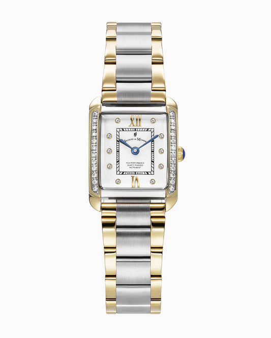Emily 22x19mm •  Two-hands Two-tone White dial with Stones • Stainless steel Swiss watch • JWL05503