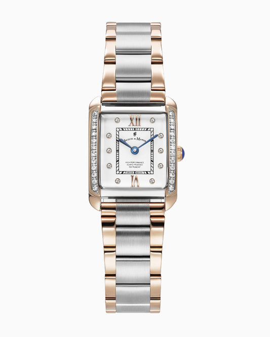 Emily 22x19mm •  Two-hands Two-tone White dial with Stones • Stainless steel Swiss watch • JWL05504