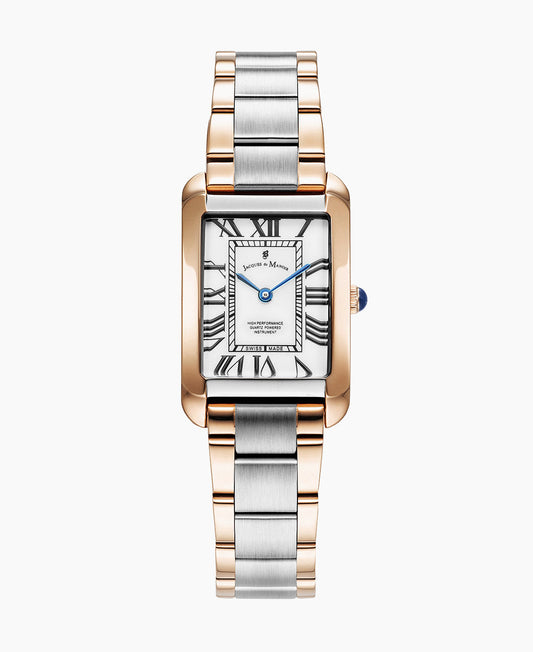 Emily 23x35mm •  Two-hands Two-tone White dial • Stainless steel Swiss watch • JWL05804