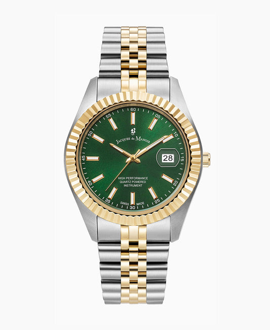 Inspiration Business 40mm •  Three-hands Date Two-tone Green dial • Stainless steel Swiss watch • JWN01703