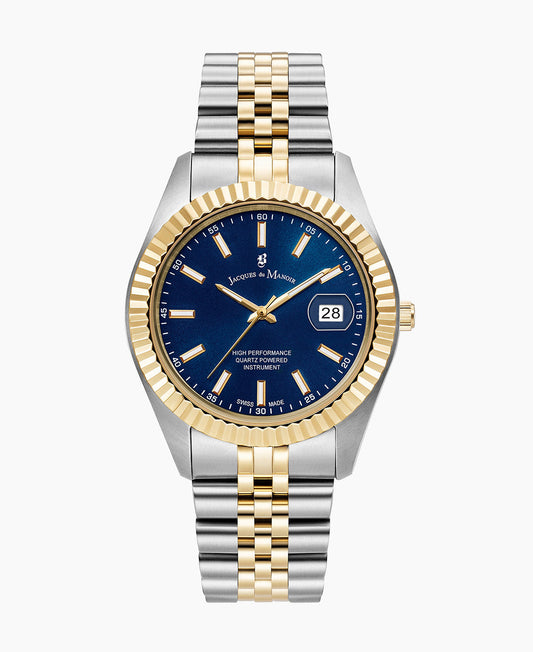 Inspiration Business 40mm •  Three-hands Date Two-tone Blue dial • Stainless steel Swiss watch • JWN01705