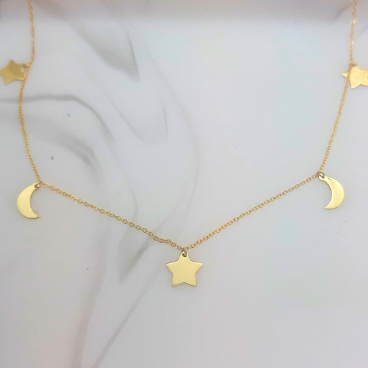 9ct Moon Star Necklace