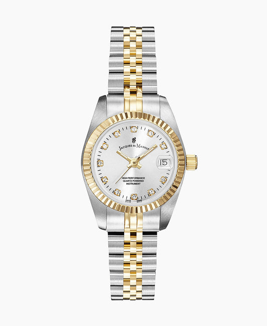 Inspiration Elegance 26mm •  Three-hands Date Two-tone Silver dial • Stainless steel Swiss watch • NRO.08