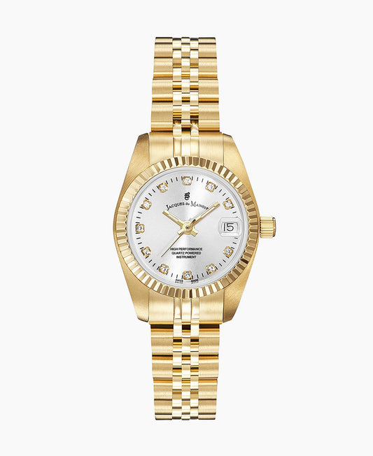 Inspiration  Elegance 26mm •  Three-hands Date Gold-tone Silver dial • Stainless steel Swiss watch • NRO.12