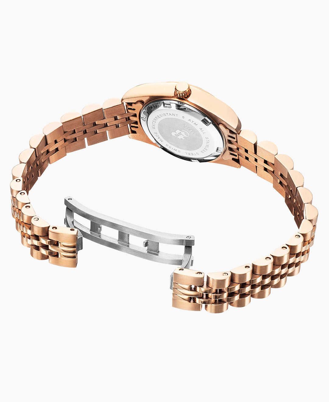 Inspiration Elegance 26mm •  Three-hands Date Rosegold-tone Silver dial • Stainless steel Swiss watch