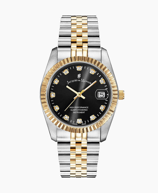 Inspiration Elegance 36mm •  Three-hands Date Two-tone Black dial • Stainless steel Swiss watch • NRO.19