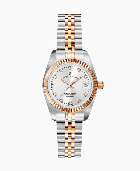 Inspiration Elegance 26mm •  Three-hands Date Two-tone Silver dial • Stainless steel Swiss watch • NRO.24