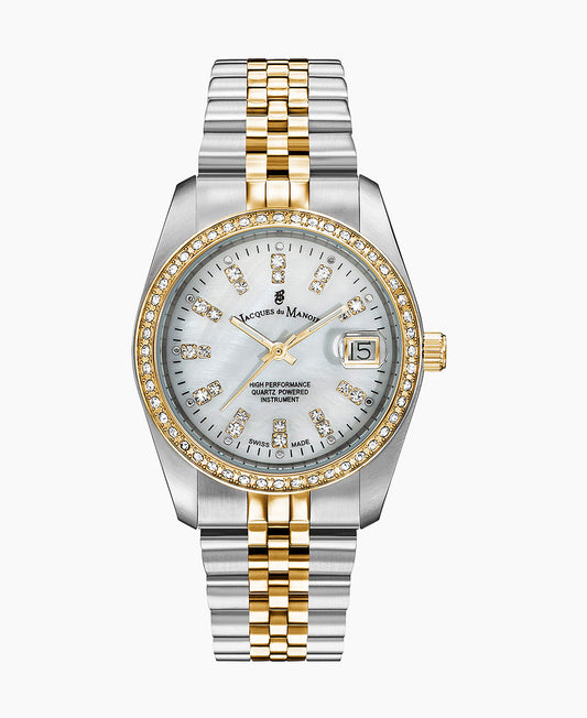 Inspiration Elegance 36mm •  Three-hands Date Two-tone White dial • Stainless steel Swiss watch • NROP.07