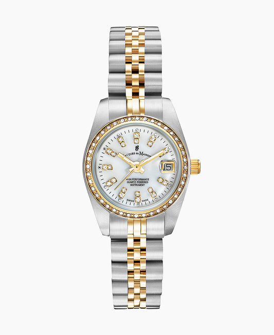 Inspiration Elegance 26mm •  Three-hands Date Two-tone White dial • Stainless steel Swiss watch • NROP.08