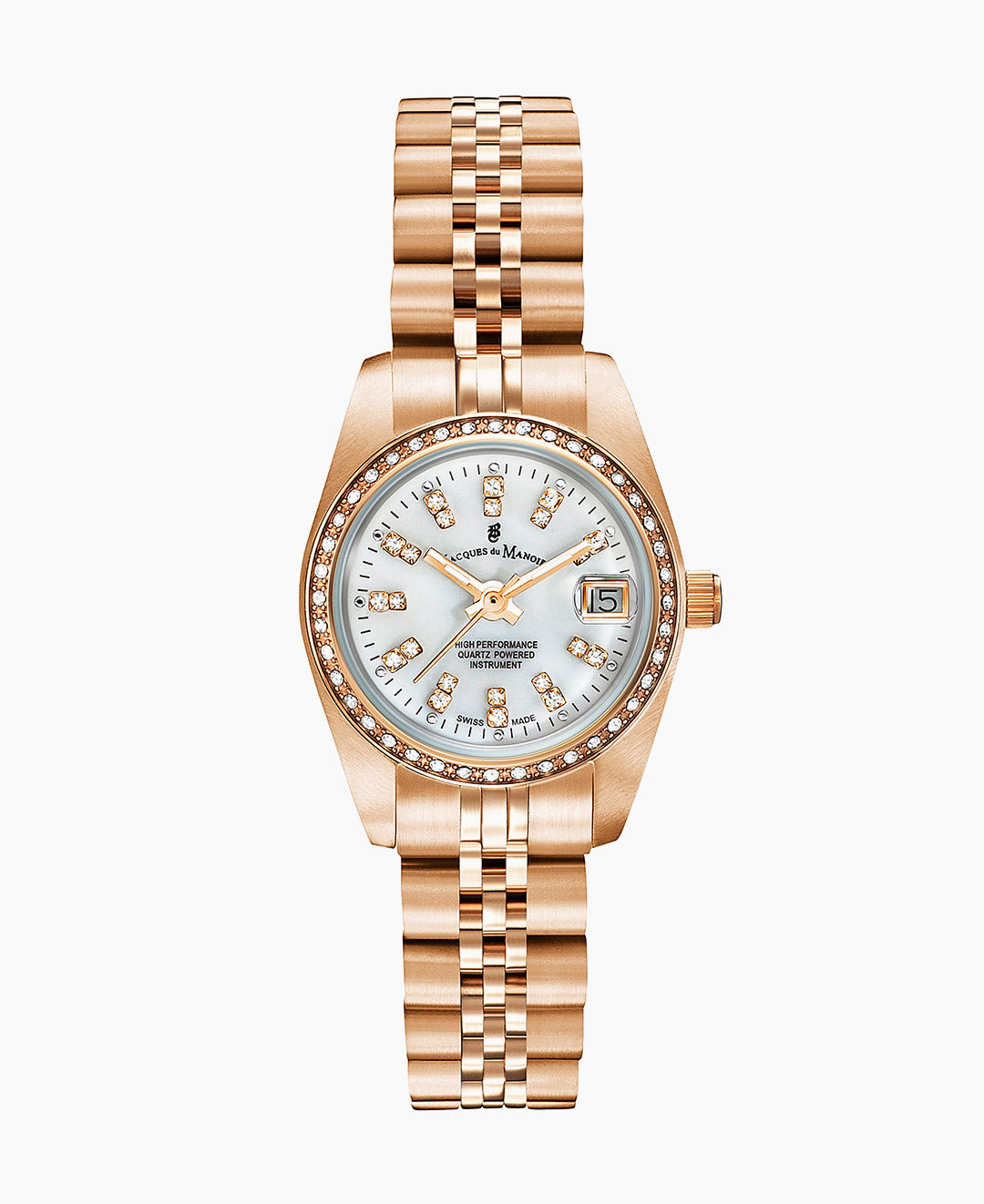 Inspiration Elegance 26mm •  Three-hands Date Rosegold-tone Silver dial • Stainless steel Swiss watch