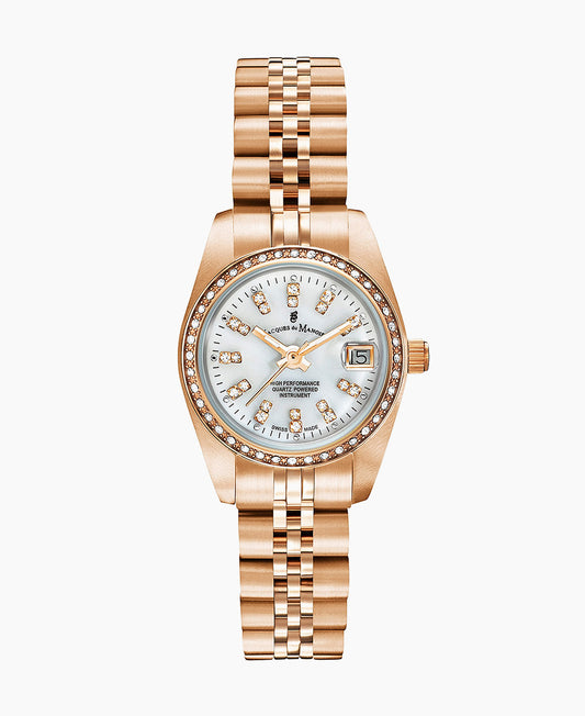 Inspiration Elegance 26mm •  Three-hands Date Rosegold-tone Silver dial • Stainless steel Swiss watch