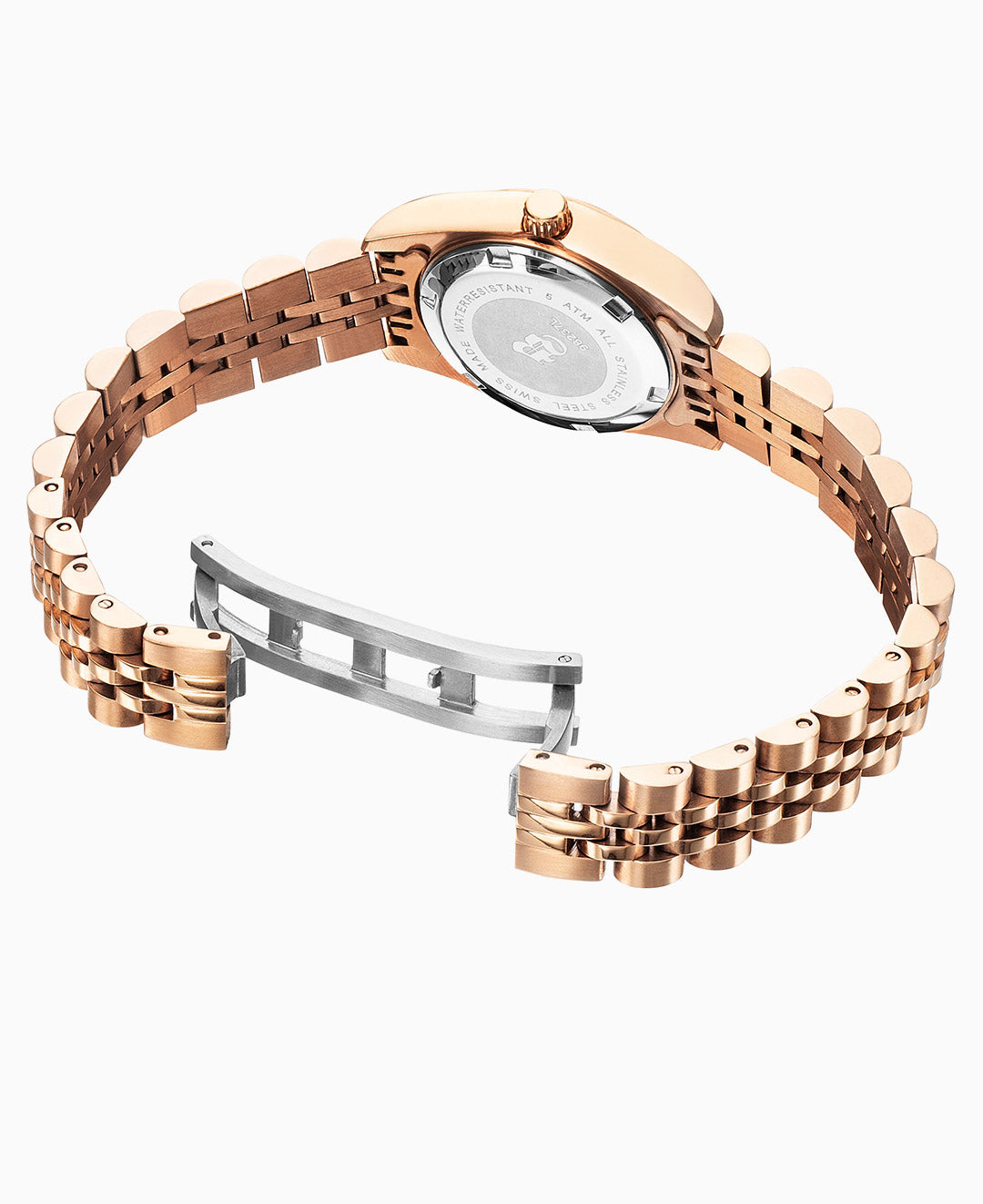 Inspiration Elegance 26mm •  Three-hands Date Rosegold-tone Silver dial • Stainless steel Swiss watch