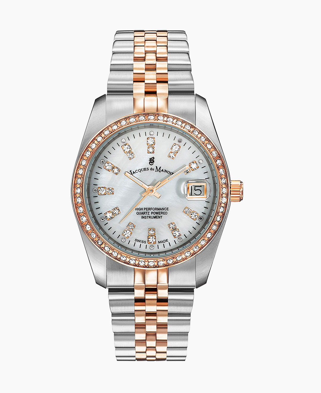 Inspiration Elegance 36mm •  Three-hands Date Two-tone White dial • Stainless steel Swiss watch