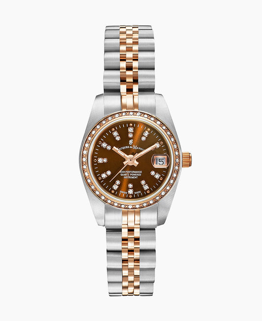 Inspiration Elegance 26mm •  Three-hands Date Two-tone Brown dial • Stainless steel Swiss watch • NROP.26