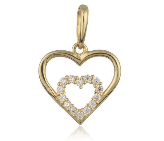 9ct double heart w/ cz