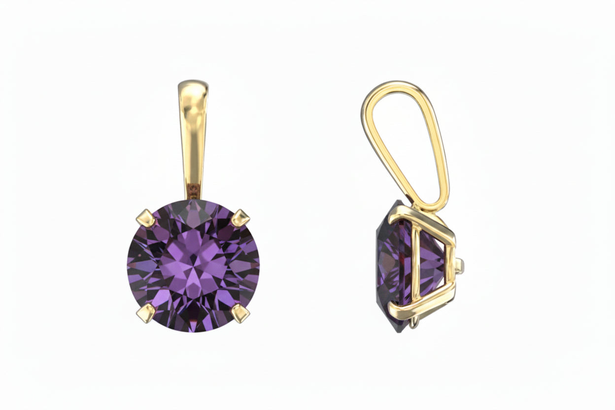 9ct 4mm Amethyst CZ
