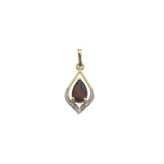9ct Garnet Pendant CZ