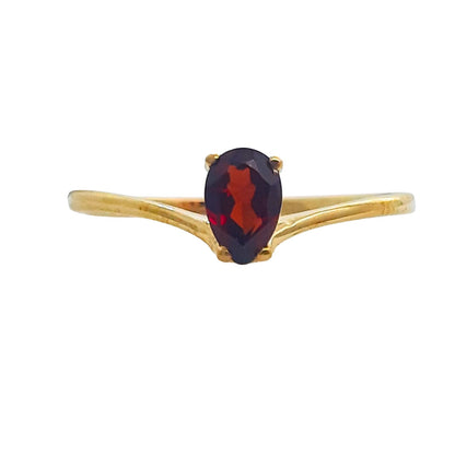 9ct Wishbone Pear - Garnet