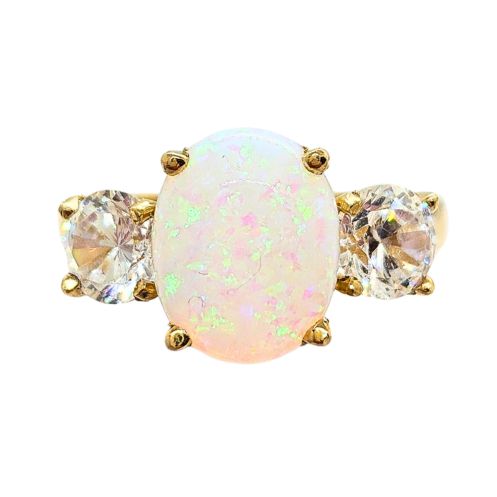 9ct 3 stone Opal CZs