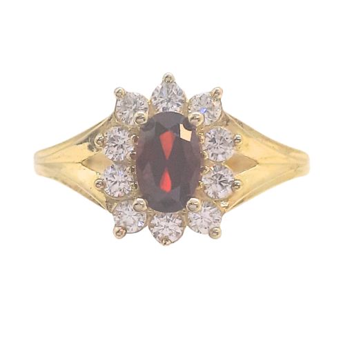 9ct Oval Cluster - Garnet