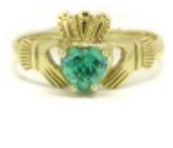 10ct Green Agate Claddagh Ring