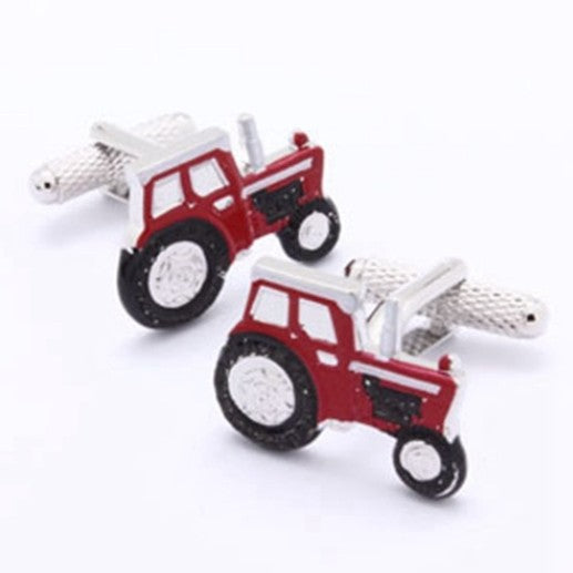 Tractor Cufflinks Red