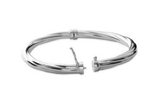 Hinged twist silver bangle