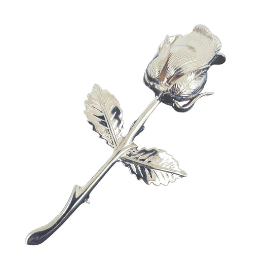 Silver Rose Brooch