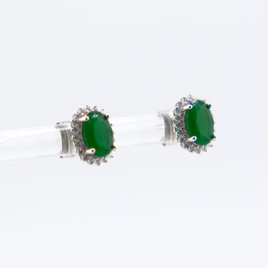 Oval Cluster Stud Green