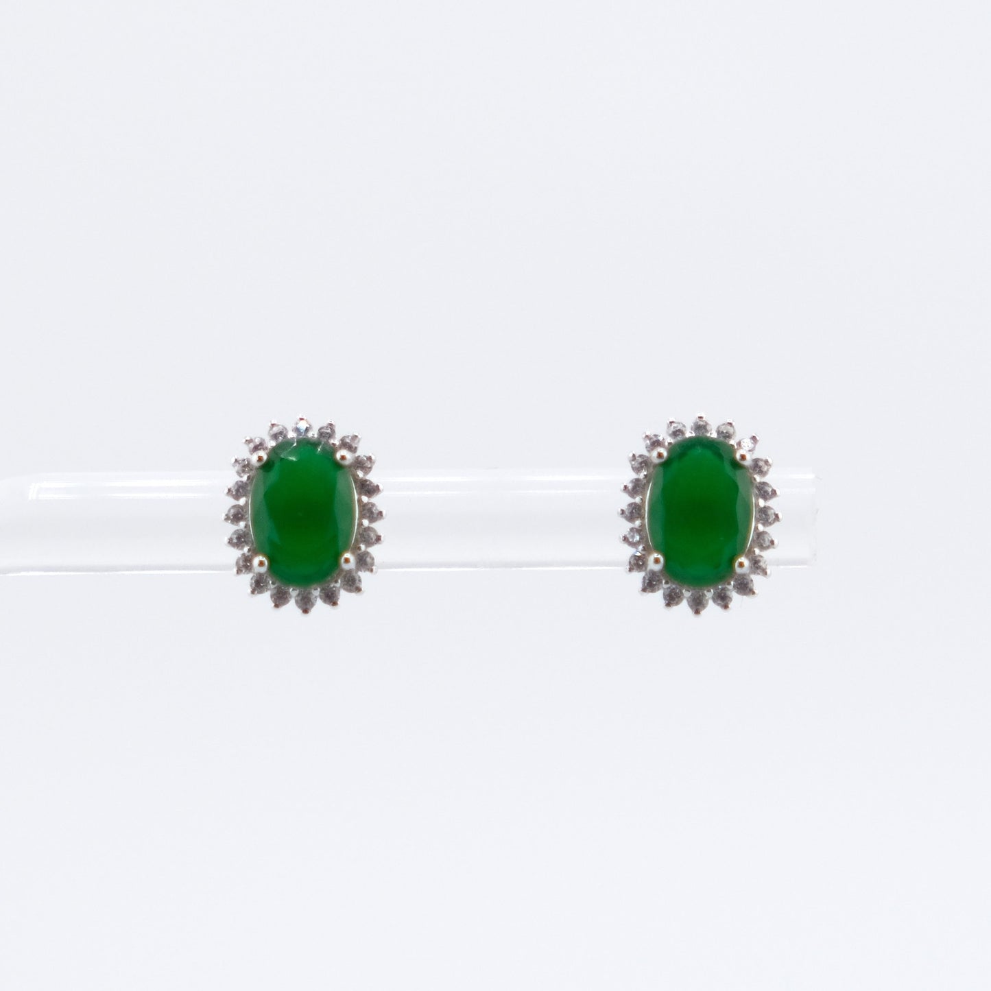 Oval Cluster Stud Green