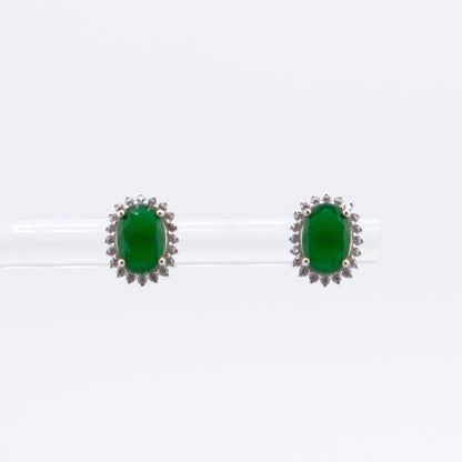 Oval Cluster Stud Green