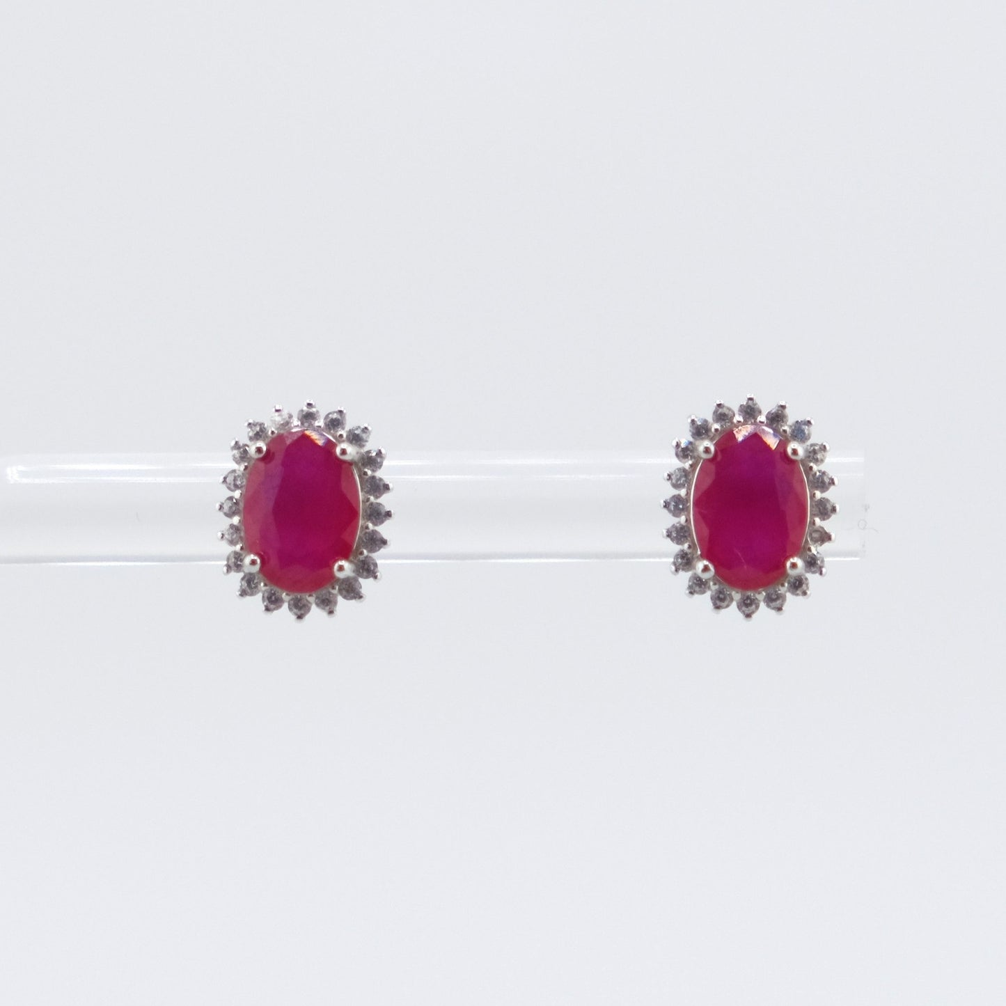 Oval Cluster Stud Red