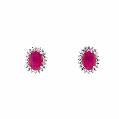 Oval Cluster Stud Red