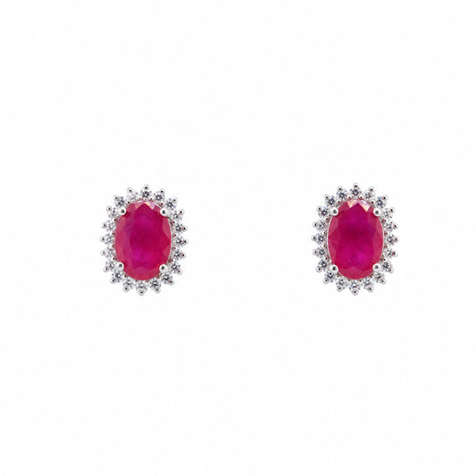 Oval Cluster Stud Red