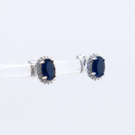 Oval Cluster Stud Blue