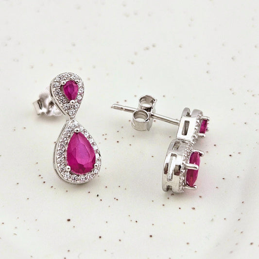 Pear Stud Ruby Red