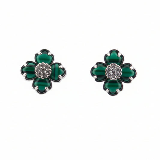 Flower Stud Green Malachite