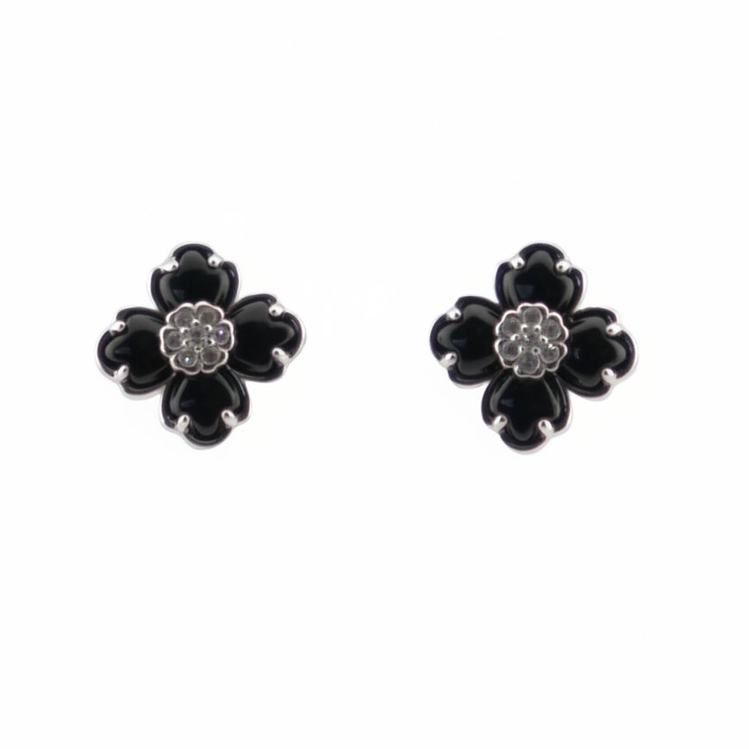 Flower Stud Black Onyx