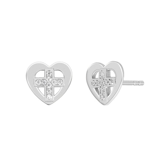 CZ Cross in heart
