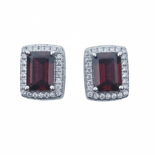 Rect Cluster Garnet CZ