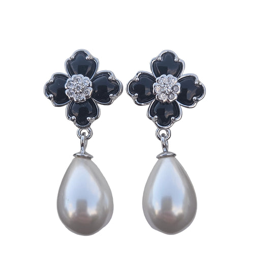 Flower Drop Pearl Blk