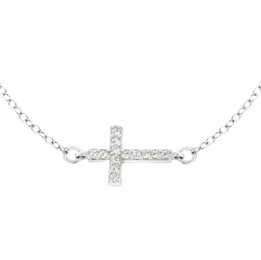 CZ Cross Side necklace