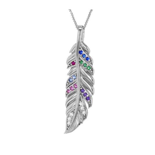 Multi Colour CZ Feather Pendant
