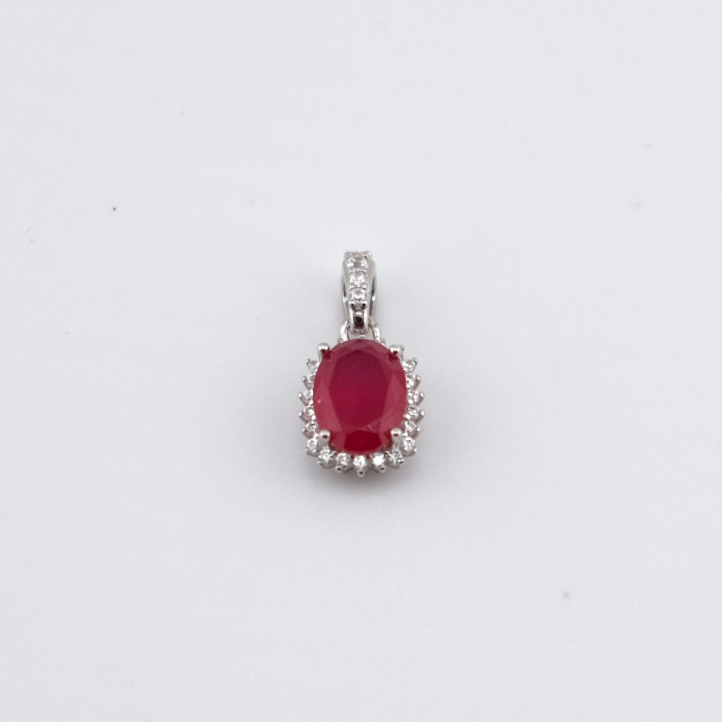 Oval Cluster Pendant Red