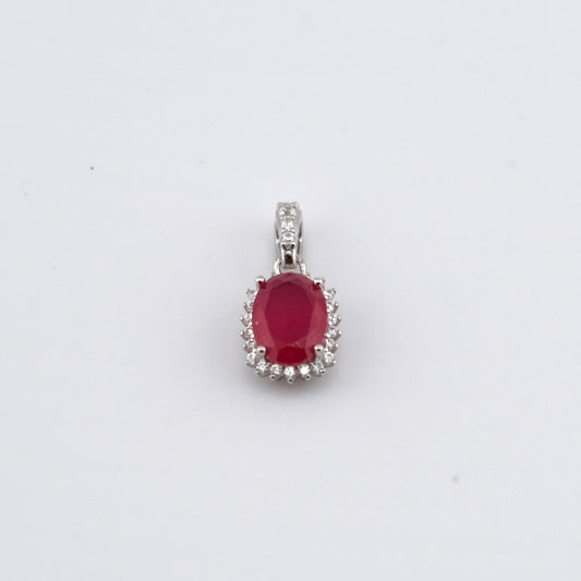 Oval Cluster Pendant Red