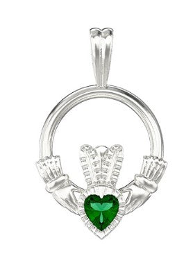 Claddagh Pendant w/ green cz